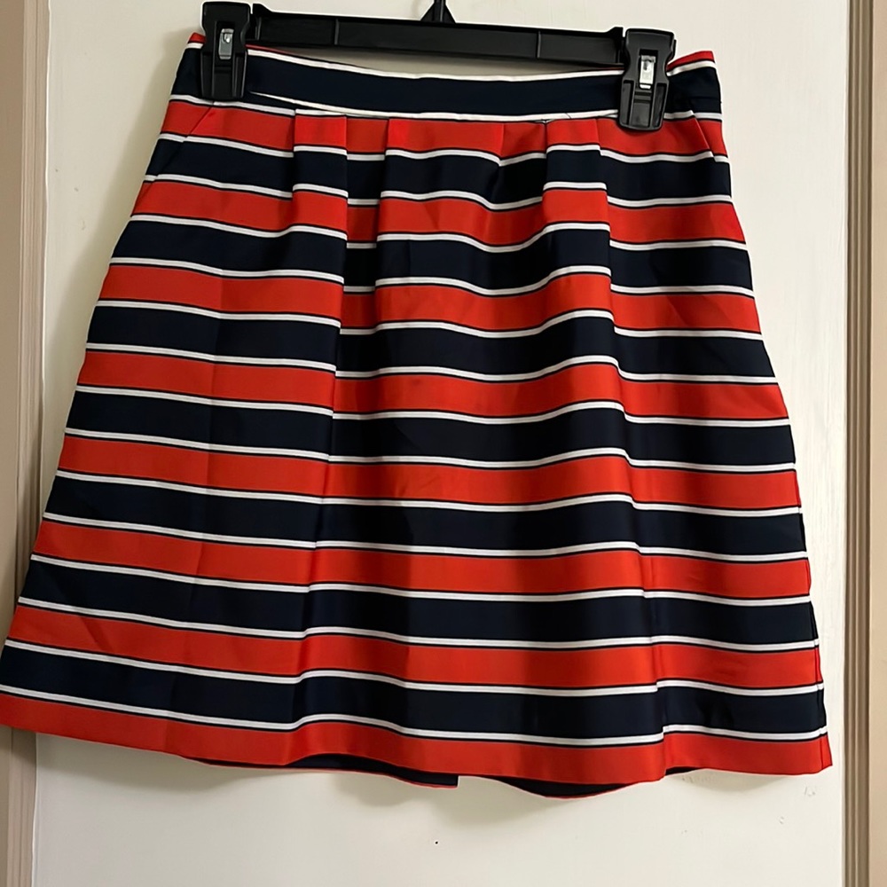 J. Crew red, white, and blue striped skirt.